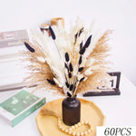 bouquet pampas séchés noir blanc décoration maison halloween anniversaire boho festive