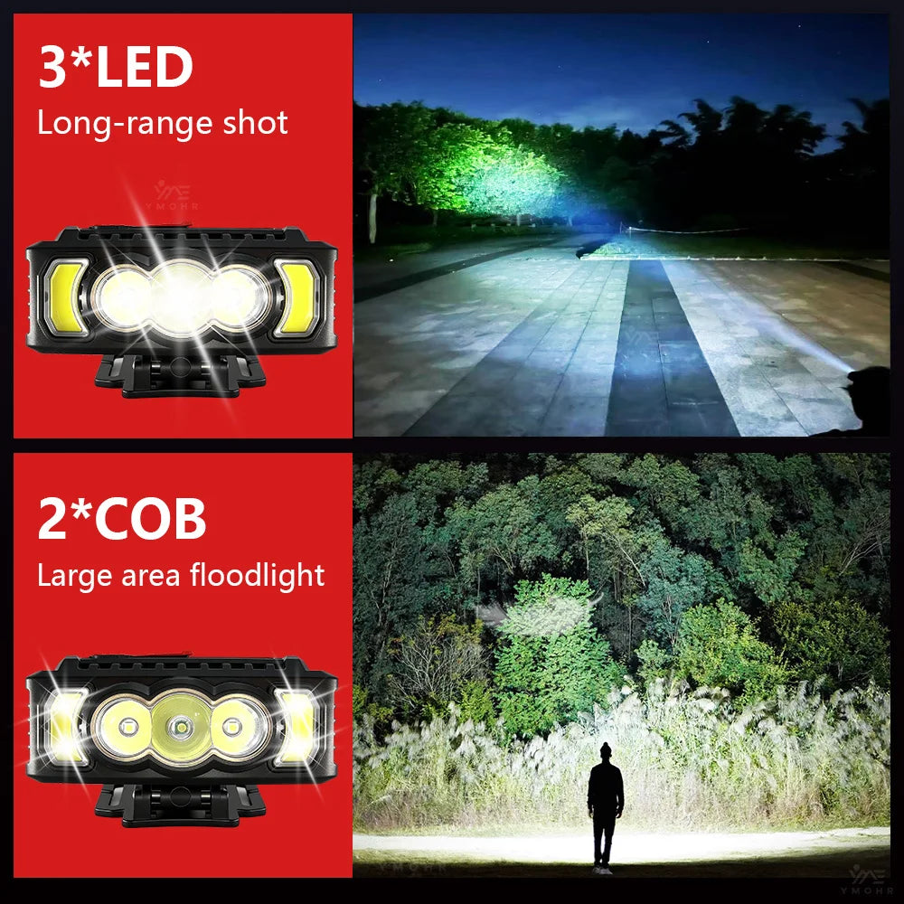 lampe frontale led rechargeable ipx4 étanche clip noir rouge blanc