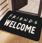 tapis d'entrée moderne bienvenue multilingue noir coeurs verts
