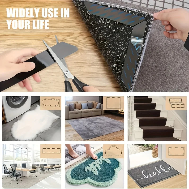 protections anti dérapantes tapis adhésives sans résidus noir crème utilitaires décoratives pack 13 pièces