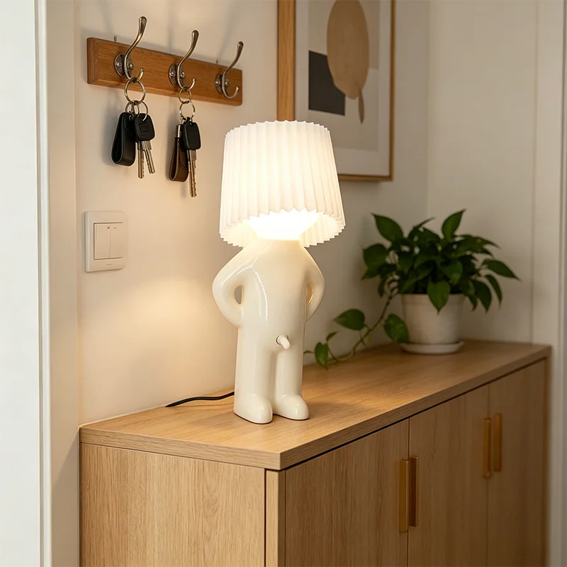 lampe table décorative abat jour plissé blanc crème jaune moderne chambre coucher led semi