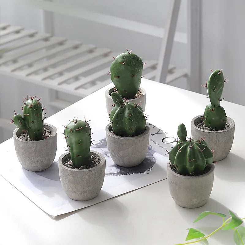 décoration intérieure cactus artificiel vert moderne pot gravier salon 11.1cm