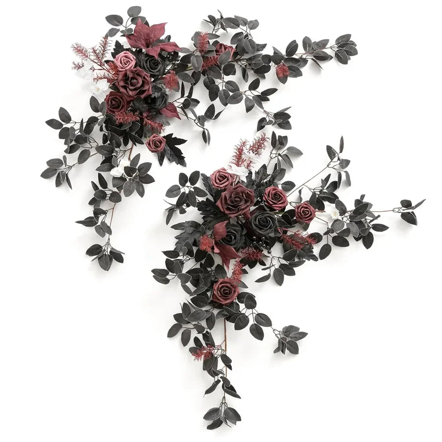 décoration événementielle guirlande florale artificielle noire roses classiques élégantes extérieure intérieure 60cm festive