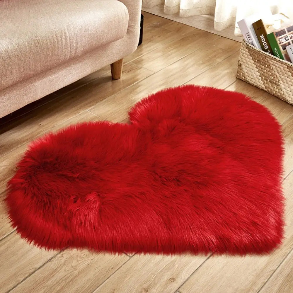 tapis cœur peluche rose blanc moderne chambre doux sans bpa pvc polyester vinyle