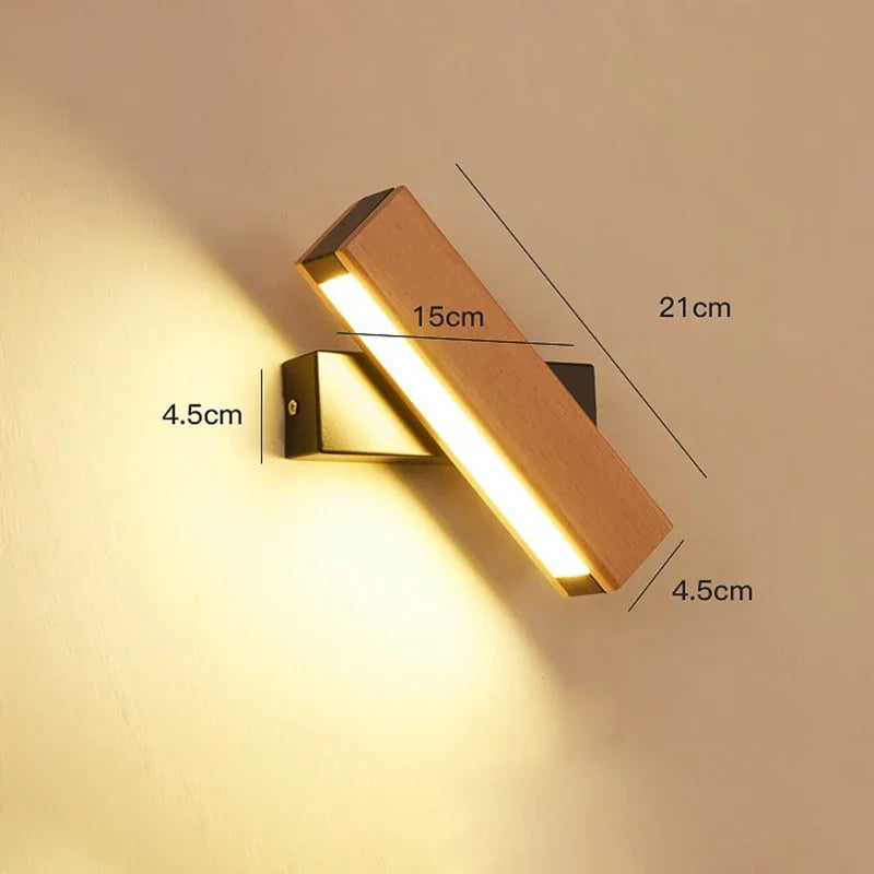 lampe murale moderne bois naturel éclairage quotidien 220v led 3years garantie