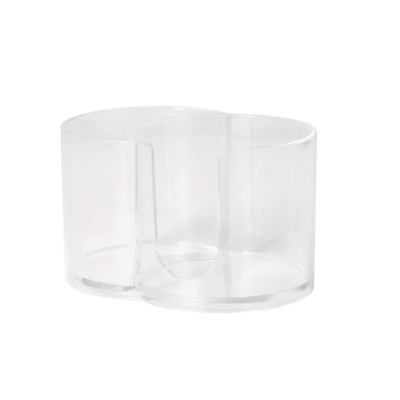 organisateur rangement double compartiment cotons tiges disques démaquillants moderne transparent noir blanc