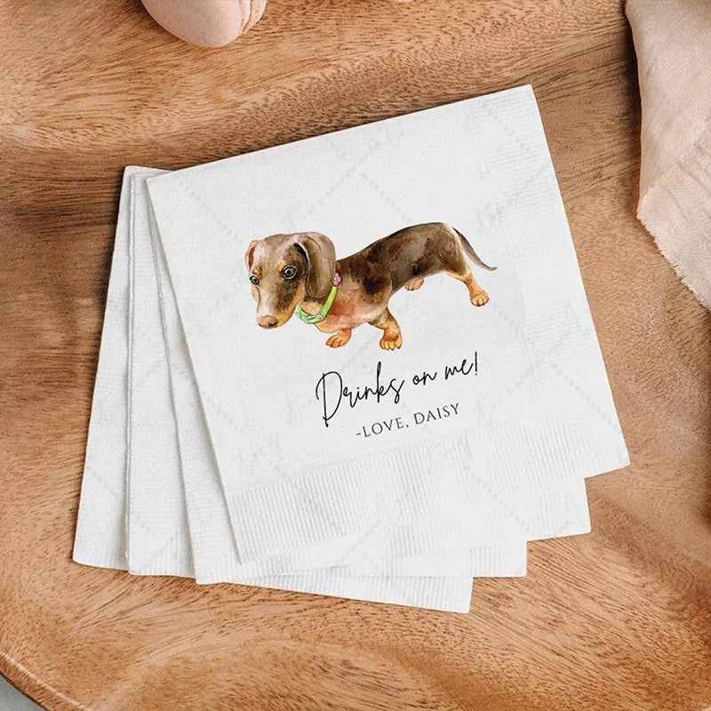 serviettes jetables mariage anniversaire animal compagnie initial lettre cœur blanc minimaliste