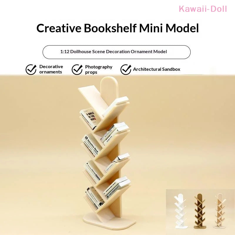 accessoires poupée étagère miniature blanc marron clair moderne structure arbre horizontal minimaliste