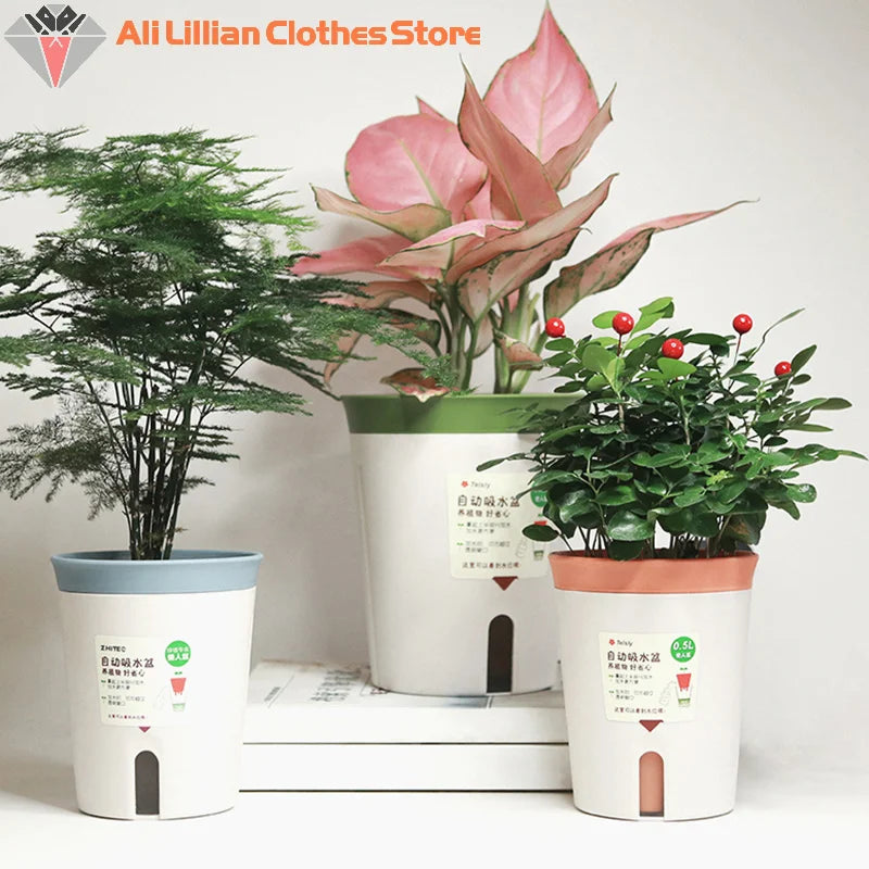 pots plante auto arrosable plastique blanc bleu orange moderne minimaliste 25l 15l