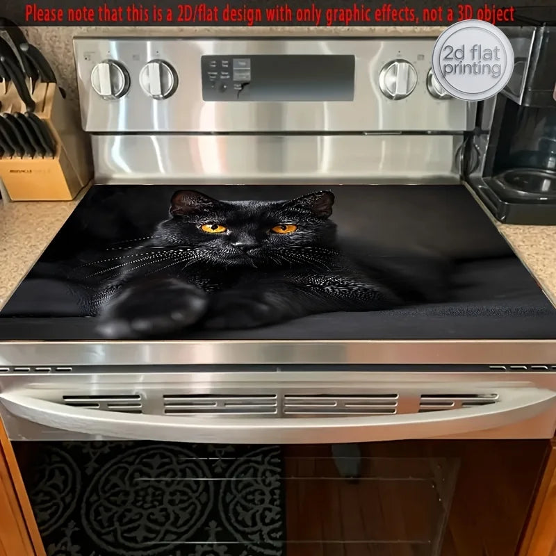 tapis cuisine noir chat graphique résistant chaleur antidérapant silicone polyestère respectueux environnement