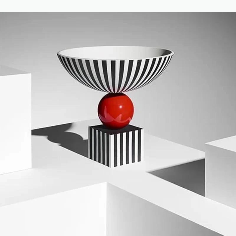vase moderne orange rayures horizontales décoration intérieure résine abstraite sculptée ornement