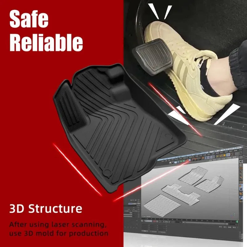 tapis sol voiture noir rayures horizontales moderne waterproof fixations