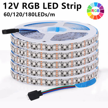 ruban led rgb blanc noir moderne adhésif 12v 60leds ip67 étanche 50000h