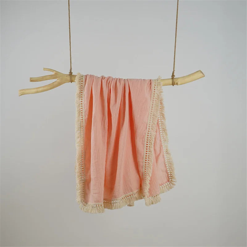 couverture bébé coton géométrique rose clair jaune bleu beige moderne douce bébé enfant tranches