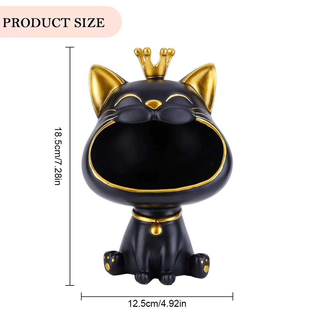 porte clés bijoux chat couronne moderne noir rouge blanc souriant opacité