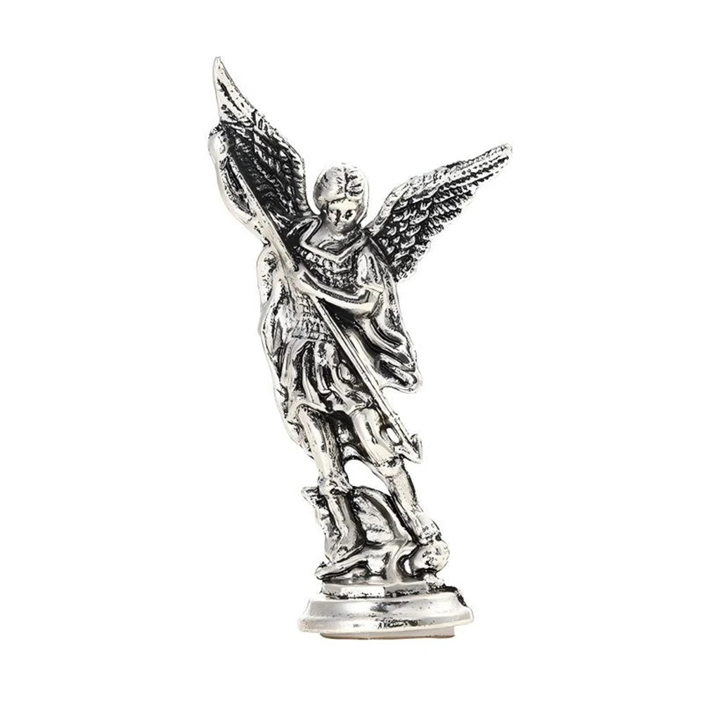ornements métal saint michel dragon détaillé ailes armure noir argenté doré bronze