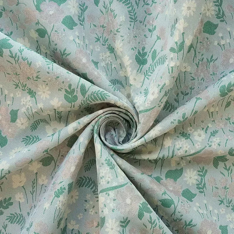 tissu imprimé floral vert rose blanc motifs floraux texturés opacité moyenne champêtre vintage