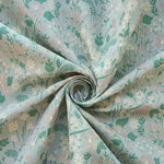 tissu imprimé floral vert rose blanc motifs floraux texturés opacité moyenne champêtre vintage
