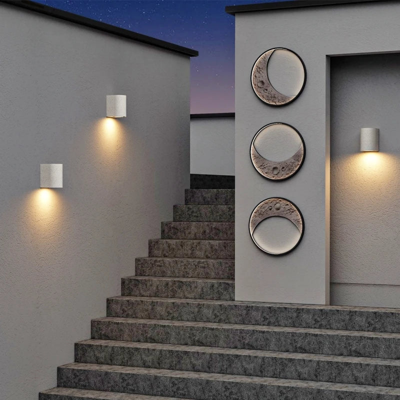 lampe murale led extérieure ip65 ciment moderne gris noir abat jour verre