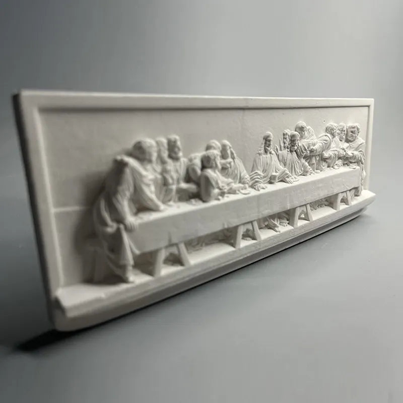 ornements decoratifs platre relief dernier supper da vinci blanc gris sculpture murale