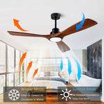 ventilateur bois noir led télécommande 6vitesses lumiere réglable moderne minimaliste