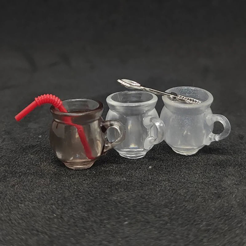 miniatures tasses silicone transparentes blanches rouges accessoires décoration maison poupée simples modernes