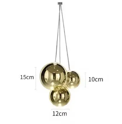 luminaire suspension pendentif boules verre doré transparent intérieur salon chambre decoration led neutre