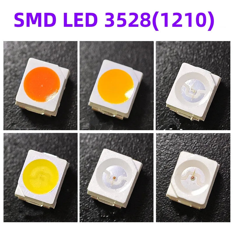 Diodes led smd 3528 blanc jaune rouge rose violet bleu vert 1210 pièces électronique