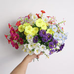 bouquet fleurs artificielles violettes blanches jaunes rouges petunia modernes decoration maison mariage anniversaire 35cm