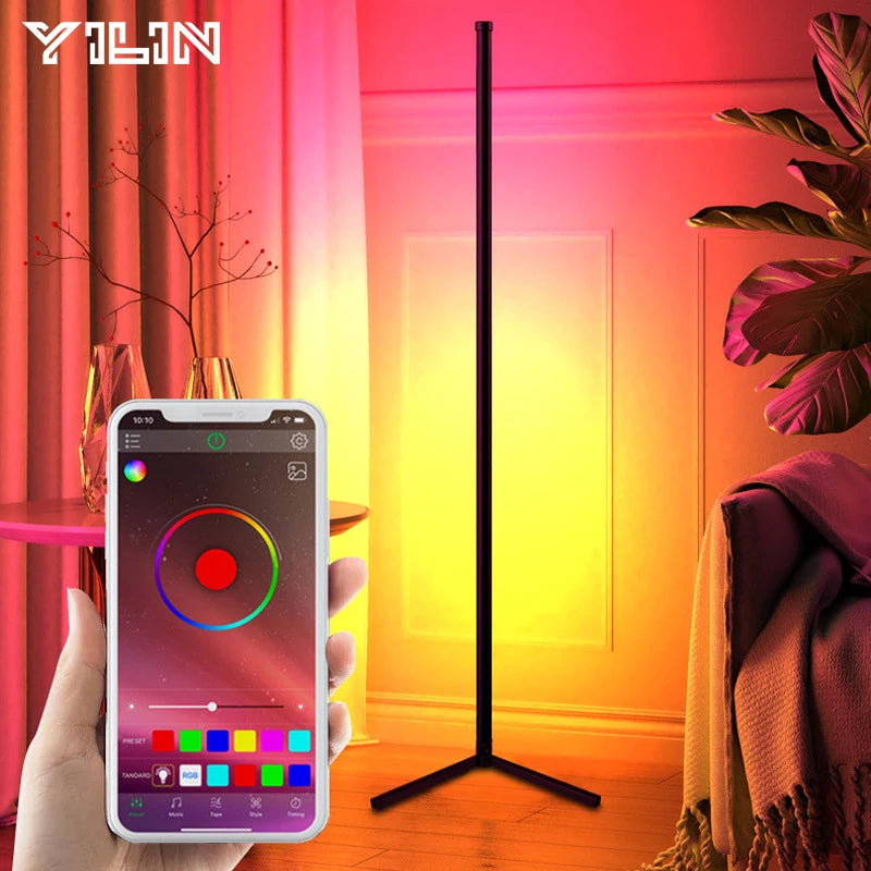lampe sol led moderne noire trois pieds lisse diy veilleuse ambiance wifi bluetooth télécommande