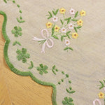 rideau blanc brodé fleurs semi transparent classique anneaux vert rose jaune beige
