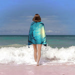 serviette plage motif requin moderne bleu noir abstraite sèchage rapide polyester large
