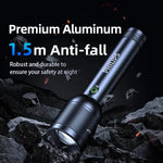 lampe torche led noire résistante lumiere intense réglable autodéfense moderne texturée 20w 3200lumens