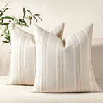 coussins décoratifs bohémiens rayures verticales crème noir tissu minimaliste fermeture éclair salon chambre