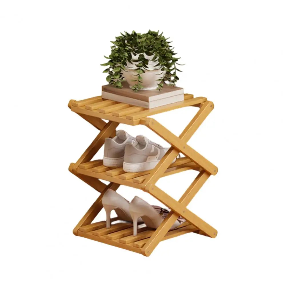 étagère pliable bois chaussures moderne réutilisable niveaux entrée couloir petit espace