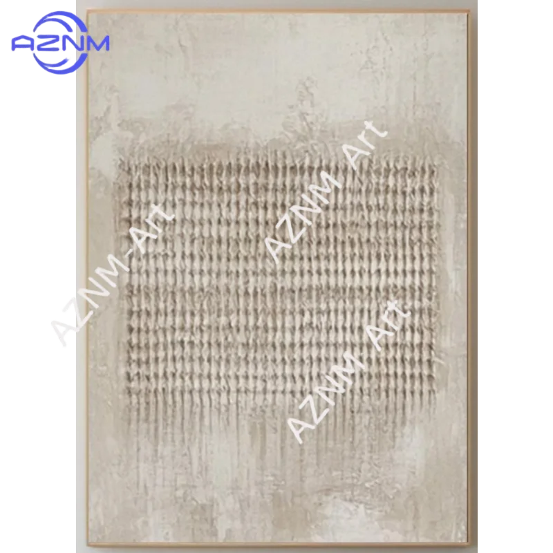 Tableau abstrait contemporain beige texture gris lignes horizontales 50x70cm 40x60cm 30x40cm 20x30cm 55x80cm