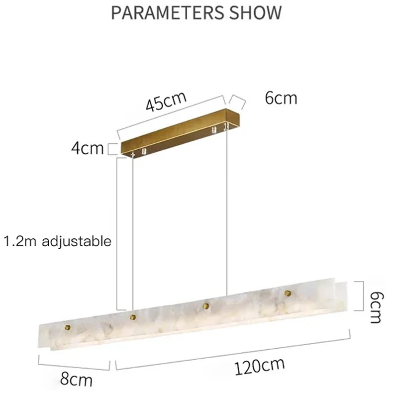 lampe suspendue moderne marbre blanc doré 120cm ajustable lumière led 2000lm
