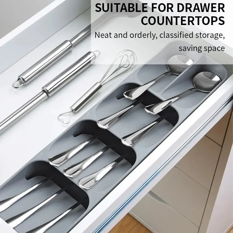 organisateur couverts gris moderne cuillères fourchettes couteaux batteur cuillère soupe rangement cuisine respectueux environnement
