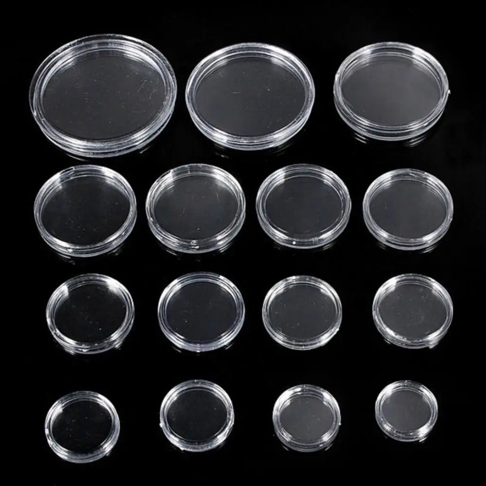 boîtes rangement pièces transparentes rondes modernes 20mm 25mm 27mm 30mm 35mm 40mm 45mm 50mm