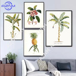 affiche botanique classique plantes tropicales illustration verte jaune blanche sans cadre doré maison décoration