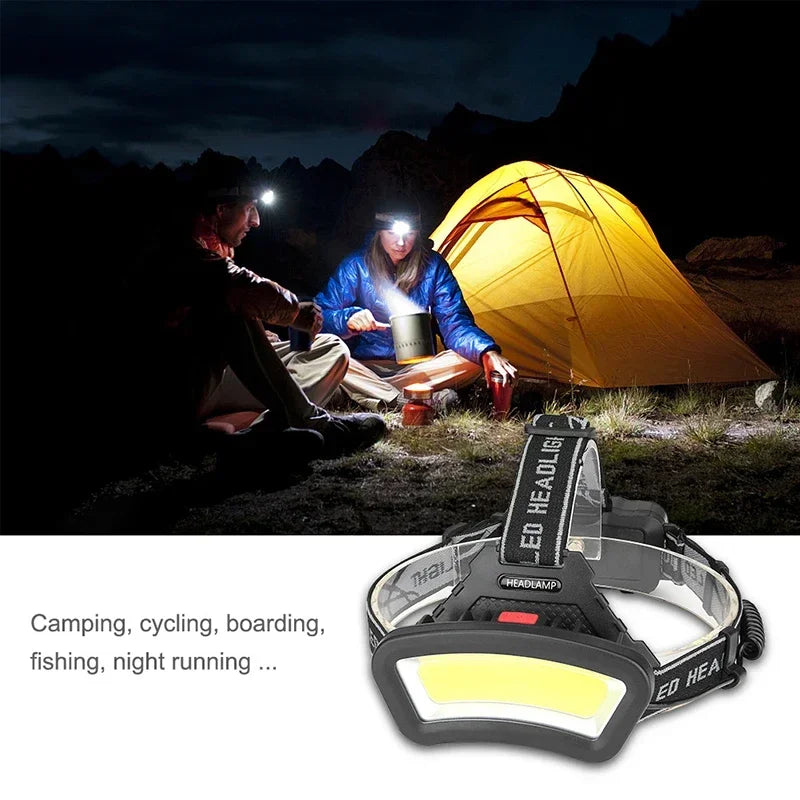 lampe frontale led rechargeable usb noir blanc bande ajustable indicateur charge longue portée fishing