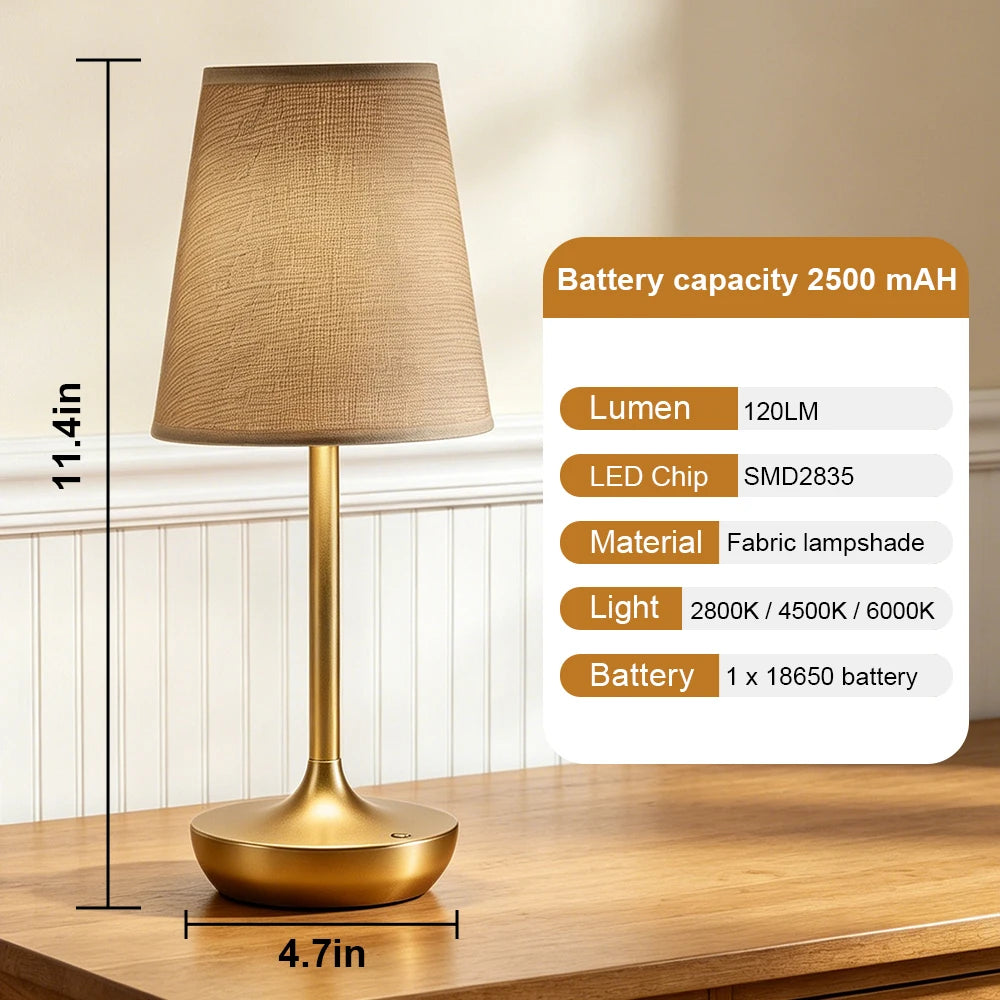 lampe table portable or abatjour tissu tactile moderne rechargeable chambre coucher