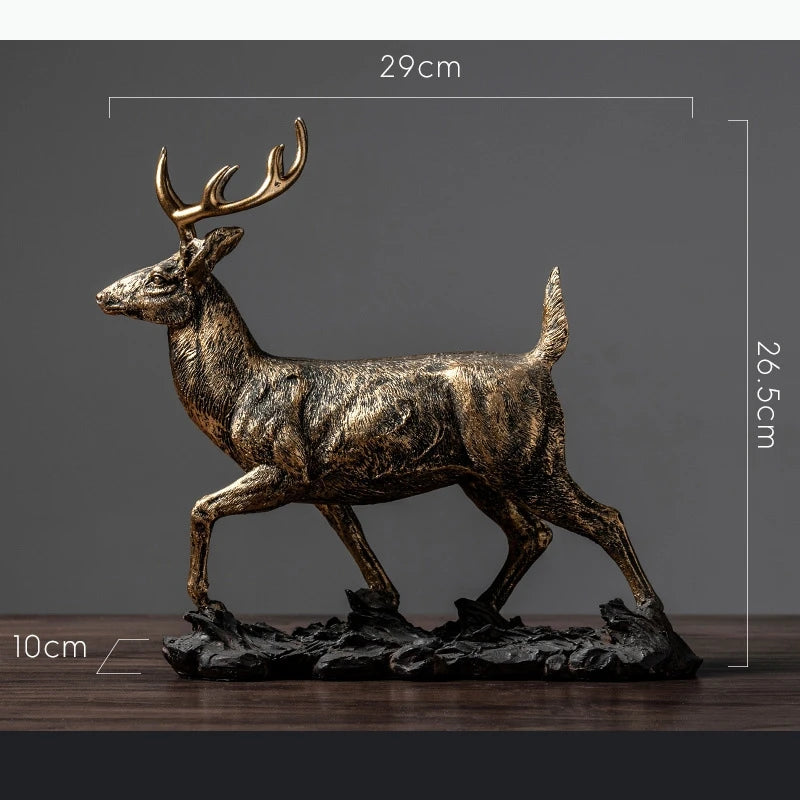 décoration bronze doré figurines cerfs texturées vieillies rustique vintage éléments maison