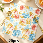 serviettes papier multicolores fleurs papillons illustration mariage anniversaire décoration table thé