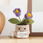 décoration intérieure tricotée fleurs artificielles bouquet créatif artisanal violet bleu jaune rose