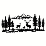 décoration murale silhouette animaux cerf arbre montagne noire moderne minimaliste artística maison