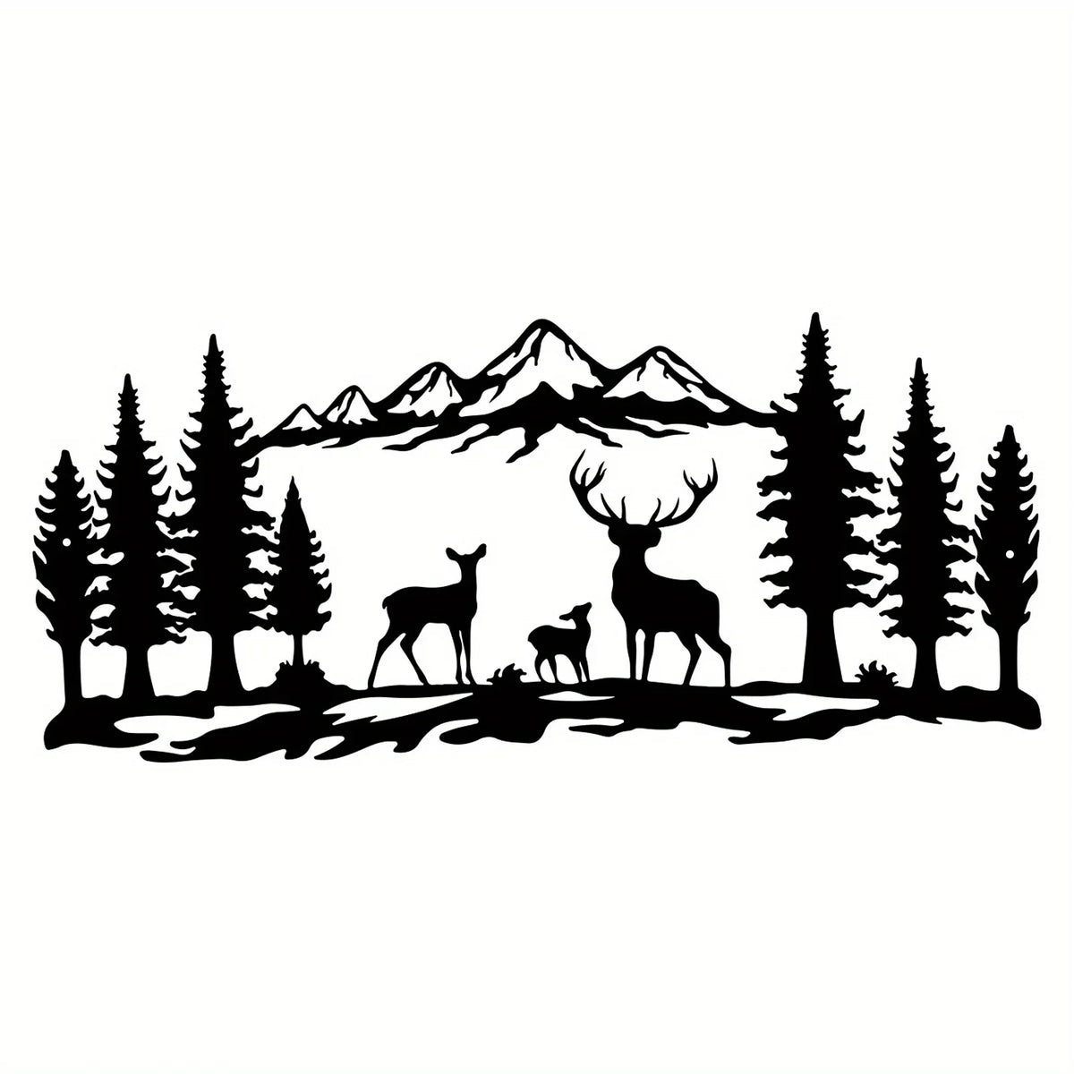 décoration murale silhouette animaux cerf arbre montagne noire moderne minimaliste artística maison