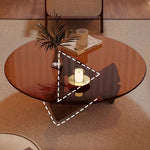 table basse moderne transparente bois marron clair plateau 70cm hauteur 31cm minimalistes