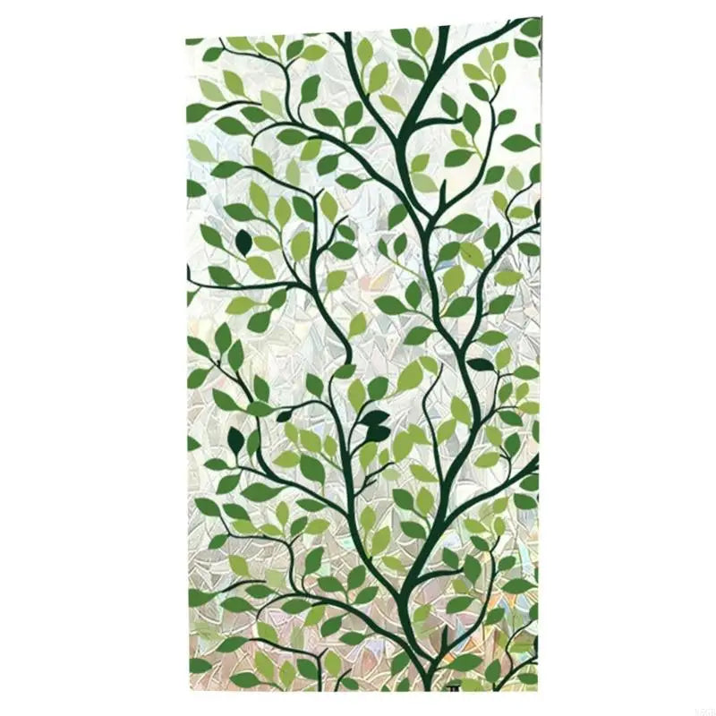 film décoratif fenêtre fleurs feuilles papillons moderne vert blanc jaune marron opacité adhésif
