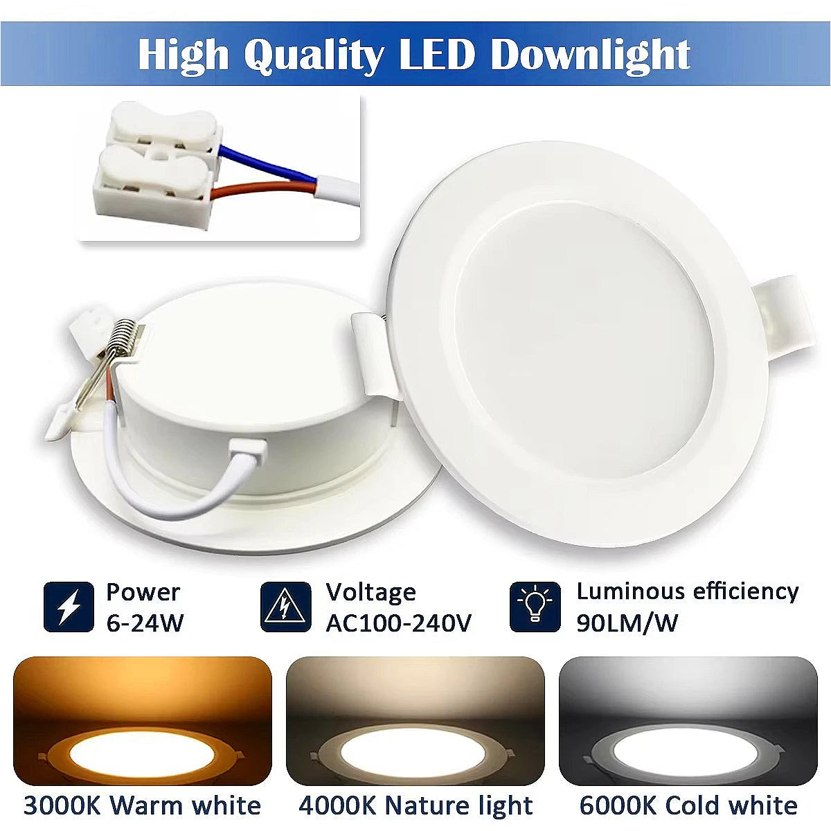 ampoule led spot blanc 3000k 4000k 6000k 6w 10w 14w 17w 20w 24w moderne